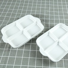 Regenbogen 純白色四格附把手分隔盤, 白色, 2個