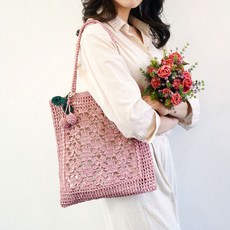 알로하 마들렌 네트백 뜨개질 DIY패키지, 1세트, 34번 인디핑크