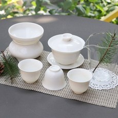 공부차 전통 백자 개완 다기세트, 1세트, 10종