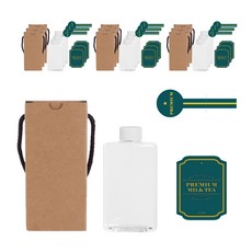 300ml扁空瓶+白蓋+2個貼紙套組, 10組