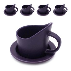 手工陶瓷杯架+杯架盤組 5入, 深紫色啞光