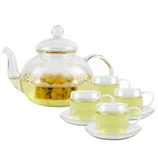 Comac 玻璃茶壺 T2 600ml+玻璃茶杯 200ml 4入+茶壺 T6 4入, 單色