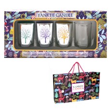 YANKee CANDLe 許願蠟燭3款 + 銀樹多色燭台3入 + 透明燭台 + 禮物盒 + 提袋, 隨機出貨