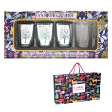 YANKEE CANDLE 氣氛蠟燭 3入 隨機出貨+燭臺 3入+透明造型暖燈+提袋+禮盒, 隨機發貨