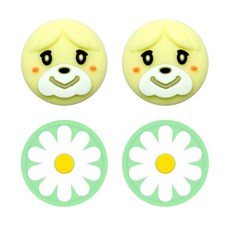 Hohoo Nintendo Switch Switch Lite 動物穿越版 Nyangbal Joy-Con 搖桿保護套 Yeouli + Flower, 單一商品, 2套