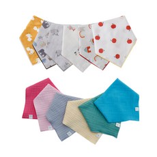 雙層棉紗布印花素色圍兜12件組