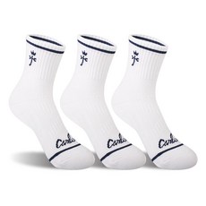 까스텔바작 쿠션 압박 중목양말 CSW-01, 화이트네이비, 3개