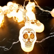 Decocomani 骷髏3 單色 萬聖節 電池 LED 燈 派對用 燈串, 白色, 1個