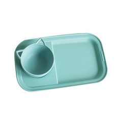 Nineware 動物造型托盤組 貓咪款, 薄荷綠, 碗+托盤