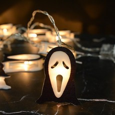 Decocomania Scream1 單色萬聖節電池LED燈 派對線燈, 黑色線, 1個