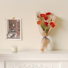 THE FLOWERMARKET 罌粟花束+留言小卡, 紅色(花)+03 愛情 英文版(小卡)