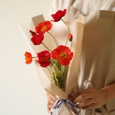 THE FLOWERMARKET 罌粟花束+留言小卡, 紅色(花)+04 愛情 韓文版(小卡)