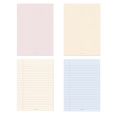 PAPERIAN Lifepad 便條紙 A5 4款組合, 方格粉紅色, 方格黃色, 橫線藍色, 橫線黃色, 1套, 60枚入