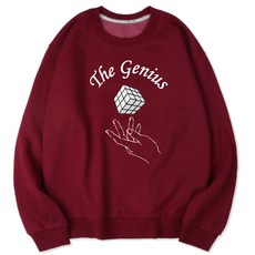 VENHIT 中性款The Genius字母寬鬆大尺碼棉質雙面布大學T