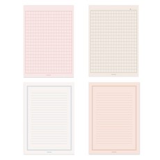 PAPERIAN Life Pad 便條紙 A5 4件組 - 稿紙(粉紅色+米色)+信紙(蜜桃色+象牙白), 稿紙粉紅色, 稿紙米色, 信紙蜜桃色, 信紙象牙白, 1套