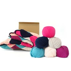 Mellow 蜂巢羊毛毯編織套組, 1套, 2(深粉紅色, 冷米色)