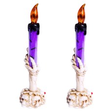 LED萬聖節骷髏手骨造型燭台燈, 紫色的, 2個