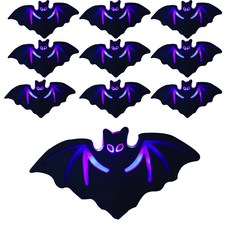 LED 閃光黑色蝙蝠徽章 派對道具, 10個, 黑色