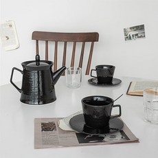 MARJA KURKI Whivinka 茶壺套組 2 份午夜炭, 1套, 茶壺 + 咖啡杯 2p + 碟子 2p