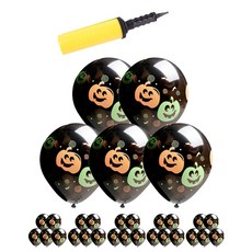 형광 할로윈풍선 30cm x 30p + 소형 리본 + 손펌프 랜덤발송, 트윈 호박, 1세트