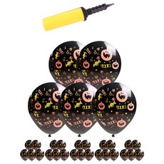 형광 할로윈풍선 30cm x 30p + 소형 리본 + 손펌프 랜덤발송, 캔디 호박, 1세트