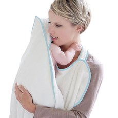 커들드라이 오리지널 핸즈프리 유아 바스타월, 화이트 블루 엣지, 1개