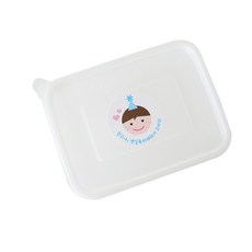 迷你PP耐熱1格便當盒 100入+圓帽男孩貼紙 100入, 1套