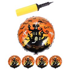 할로윈 은박풍선 5 x 29.5 cm 5p + 손펌프 랜덤발송, 유령의 성, 1세트