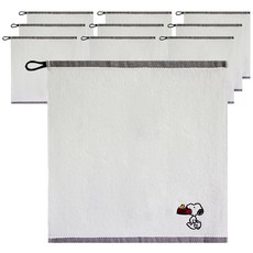 Songwol 松月 Snoopy 史努比黑色線條掛環擦手巾, 象牙白, 10個