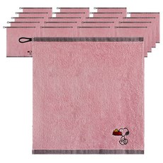 송월타월 스누피 블랙체크 34 고리타월 45g 20수 면사, 분홍, 20개