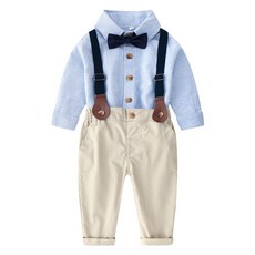 I am bebe 男童燕尾服造型長袖襯衫+領結+吊帶+長褲