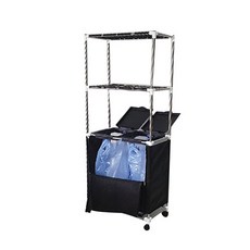 李江科技 前開式附蓋層架型 2格分類回收桶 3層, 黑色, 1個