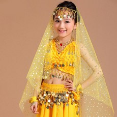 DRESSMALL 波點發紗肚皮舞套組, 黃色的