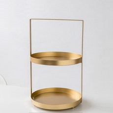 雙層把手托盤 圓形, 金子