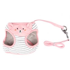 ParisDog 可愛小熊圍兜胸背帶 M + 牽繩, 粉紅色, 1套