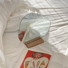 케이트가든 조약돌 비정형 거울 + 우드받침대, 혼합색상