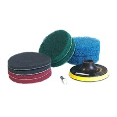 電動鑽頭用清潔刷 100mm 4款 x 2入 + 背板 + 連接轉接頭套組, 灰色, 紅色, 綠色, 藍色, 1套