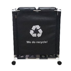 前開蓋式垃圾回收箱 2格, 黑色的, 1個