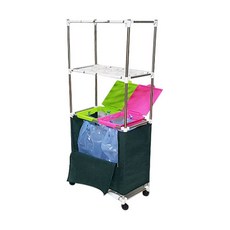 Lee Kang Tech前開式彩色方形蓋子2格3層置物架分類回收箱+黏貼用貼紙 5種, 1套, 混合顏色