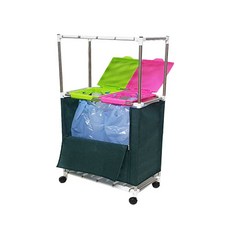 Lee Kang Tech前開式彩色方形蓋子2格2層置物架分類回收箱+黏貼型貼紙 5種, 1套, 混合顏色