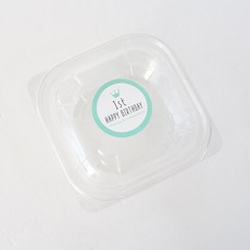 方形塑膠盒 透明+周歲貼紙 薄荷綠, 100套