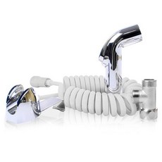 馬桶淋浴噴嘴+彈簧軟管 3m+牆壁螺絲+橡膠包裝 2入, 1套