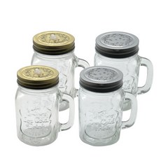 ROYAL BODEN 可插吸管上蓋梅森馬克杯 500ml 2入+附蓋梅森馬克杯 500ml 2入, 1套