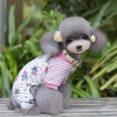 미니피니 강아지 올인원 잠옷, 곰돌이 핑크, 1개