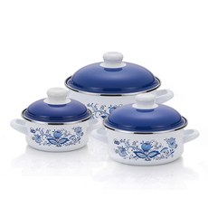 ELO Zbel 低型感應搪瓷鍋套裝 3ea, 混色, 雙握式湯鍋(14cm+18cm+24cm)