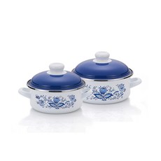 ELO 쯔비벨 인덕션 낮은형 법랑냄비 2종 세트, 혼합색상, 양수냄비 16cm + 18cm, 1세트