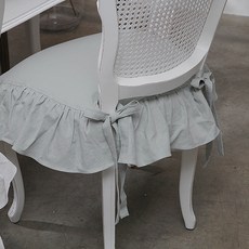 Maison de Blanc 水洗亞麻褶邊椅墊套, 薄荷灰