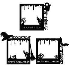 紙質拍立得萬聖節裝飾插牌 3款 x 2入組, 女巫, 蝙蝠, 幽靈, 1套