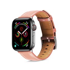 HAMATE Apple Watch 1 2 3 4 5 6代 通用車縫線皮革錶帶 38/40mm, 灰粉色, 1個