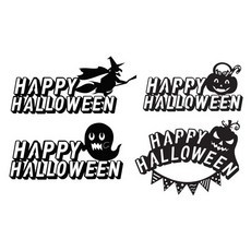 紙質字母萬聖節蛋糕插牌 4件組, 南瓜, 女巫, 鬼魂, 南瓜派對, 1套